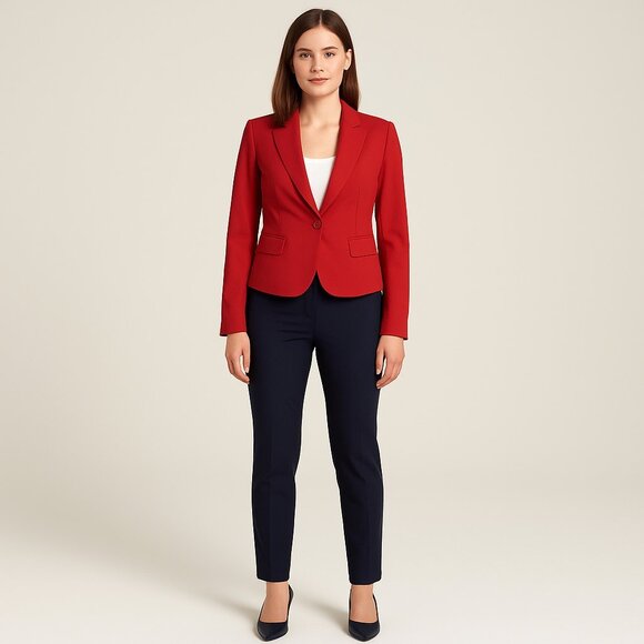 Vintage Body by Victoria Red Long Sleeve Single Button Blazer Jacket Womens 2 - Picture 1 of 12